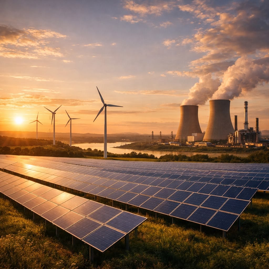 Arvian Group energy facility at sunset